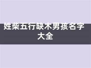 姓柴五行缺木男孩名字大全
