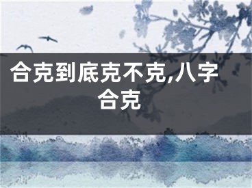 合克到底克不克,八字 合克