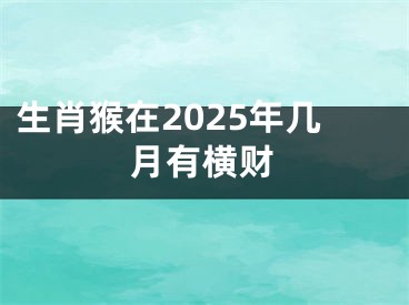 生肖猴在2025年几月有横财