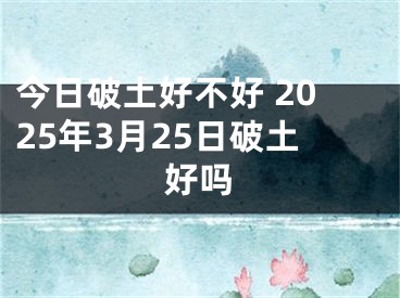 今日破土好不好 2025年3月25日破土好吗
