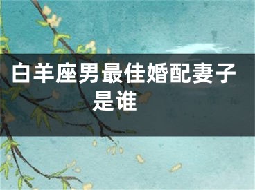 白羊座男最佳婚配妻子是谁 