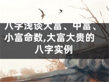 八字浅谈大富、中富、小富命数,大富大贵的八字实例