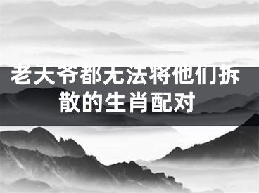 老天爷都无法将他们拆散的生肖配对