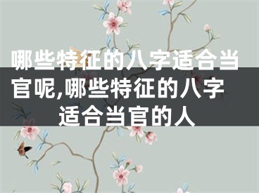 哪些特征的八字适合当官呢,哪些特征的八字适合当官的人