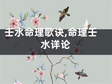 壬水命理歌诀,命理壬水详论