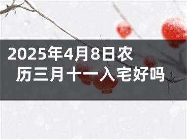 2025年4月8日农历三月十一入宅好吗