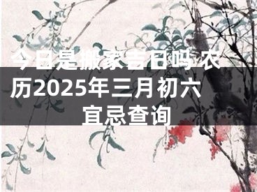 今日是搬家吉日吗 农历2025年三月初六宜忌查询