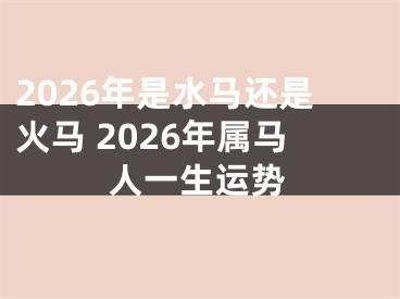 2026年是水马还是火马 2026年属马人一生运势