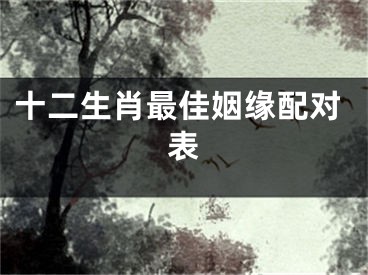 十二生肖最佳姻缘配对表