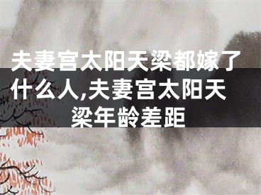 夫妻宫太阳天梁都嫁了什么人,夫妻宫太阳天梁年龄差距