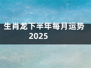 生肖龙下半年每月运势2025