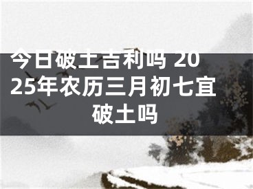 今日破土吉利吗 2025年农历三月初七宜破土吗