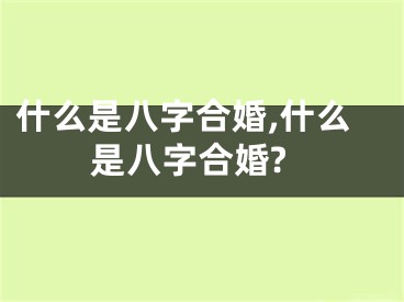 什么是八字合婚,什么是八字合婚?