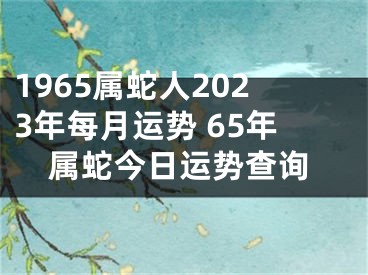 1965属蛇人2023年每月运势 65年属蛇今日运势查询