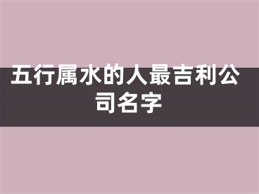 五行属水的人最吉利公司名字