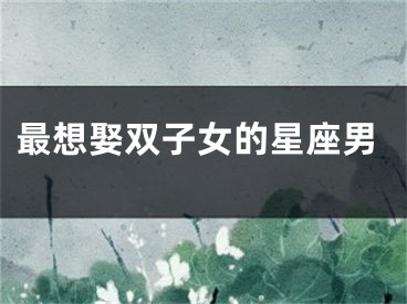 最想娶双子女的星座男