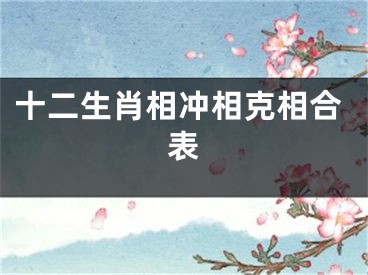 十二生肖相冲相克相合表
