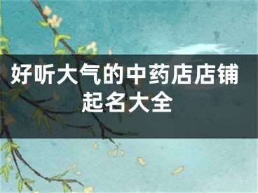 好听大气的中药店店铺起名大全