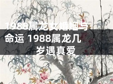 1988属龙女婚姻与命运 1988属龙几岁遇真爱