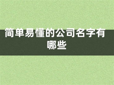 简单易懂的公司名字有哪些