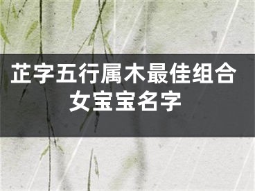 芷字五行属木最佳组合女宝宝名字
