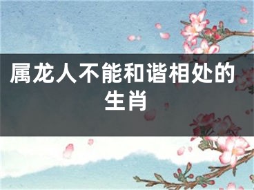 属龙人不能和谐相处的生肖