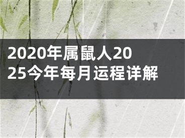 2020年属鼠人2025今年每月运程详解