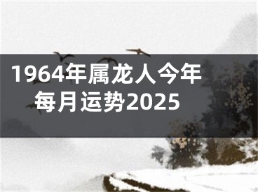 1964年属龙人今年每月运势2025
