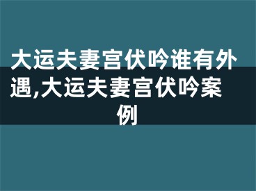 大运夫妻宫伏吟谁有外遇,大运夫妻宫伏吟案例
