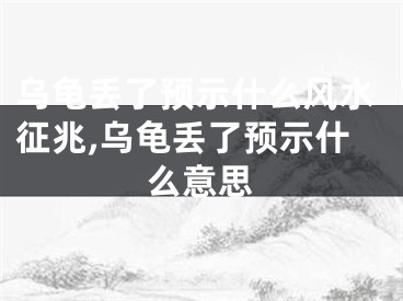 乌龟丢了预示什么风水征兆,乌龟丢了预示什么意思