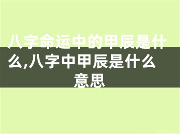 八字命运中的甲辰是什么,八字中甲辰是什么意思