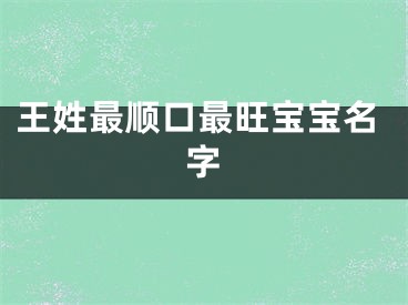 王姓最顺口最旺宝宝名字