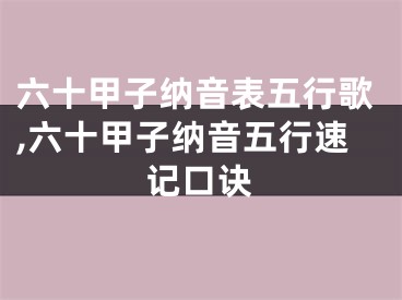 六十甲子纳音表五行歌,六十甲子纳音五行速记口诀