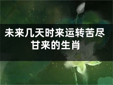 未来几天时来运转苦尽甘来的生肖