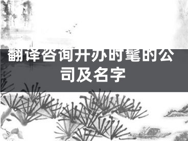 翻译咨询开办时髦的公司及名字