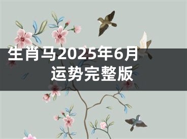 生肖马2025年6月运势完整版