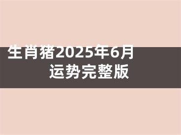 生肖猪2025年6月运势完整版