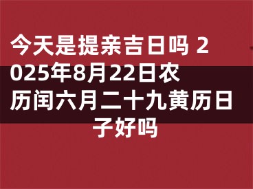 今天是提亲吉日吗 2025年8月22日农历闰六月二十九黄历日子好吗