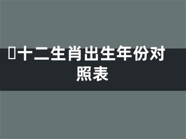 ​十二生肖出生年份对照表