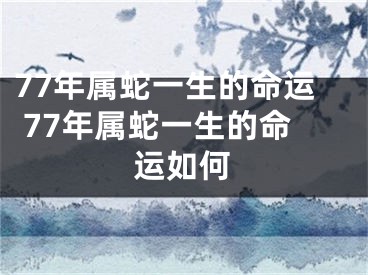 77年属蛇一生的命运 77年属蛇一生的命运如何