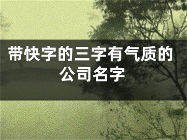 带快字的三字有气质的公司名字