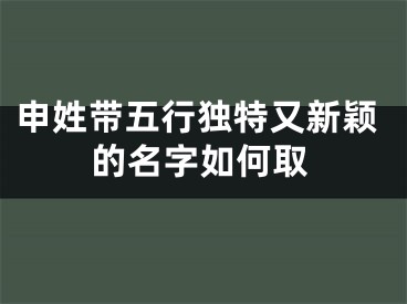 申姓带五行独特又新颖的名字如何取
