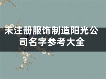 未注册服饰制造阳光公司名字参考大全