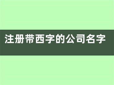 注册带西字的公司名字