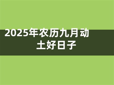 2025年农历九月动土好日子