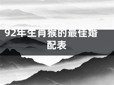 92年生肖猴的最佳婚配表