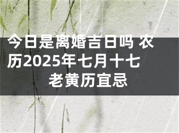 今日是离婚吉日吗 农历2025年七月十七老黄历宜忌