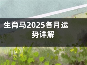 生肖马2025各月运势详解