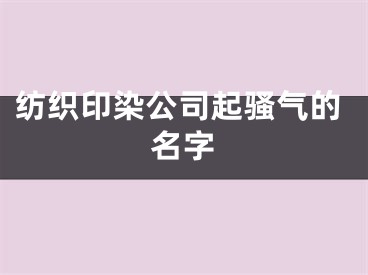 纺织印染公司起骚气的名字