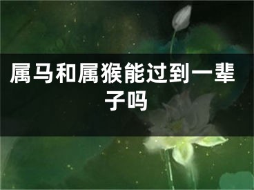 属马和属猴能过到一辈子吗
